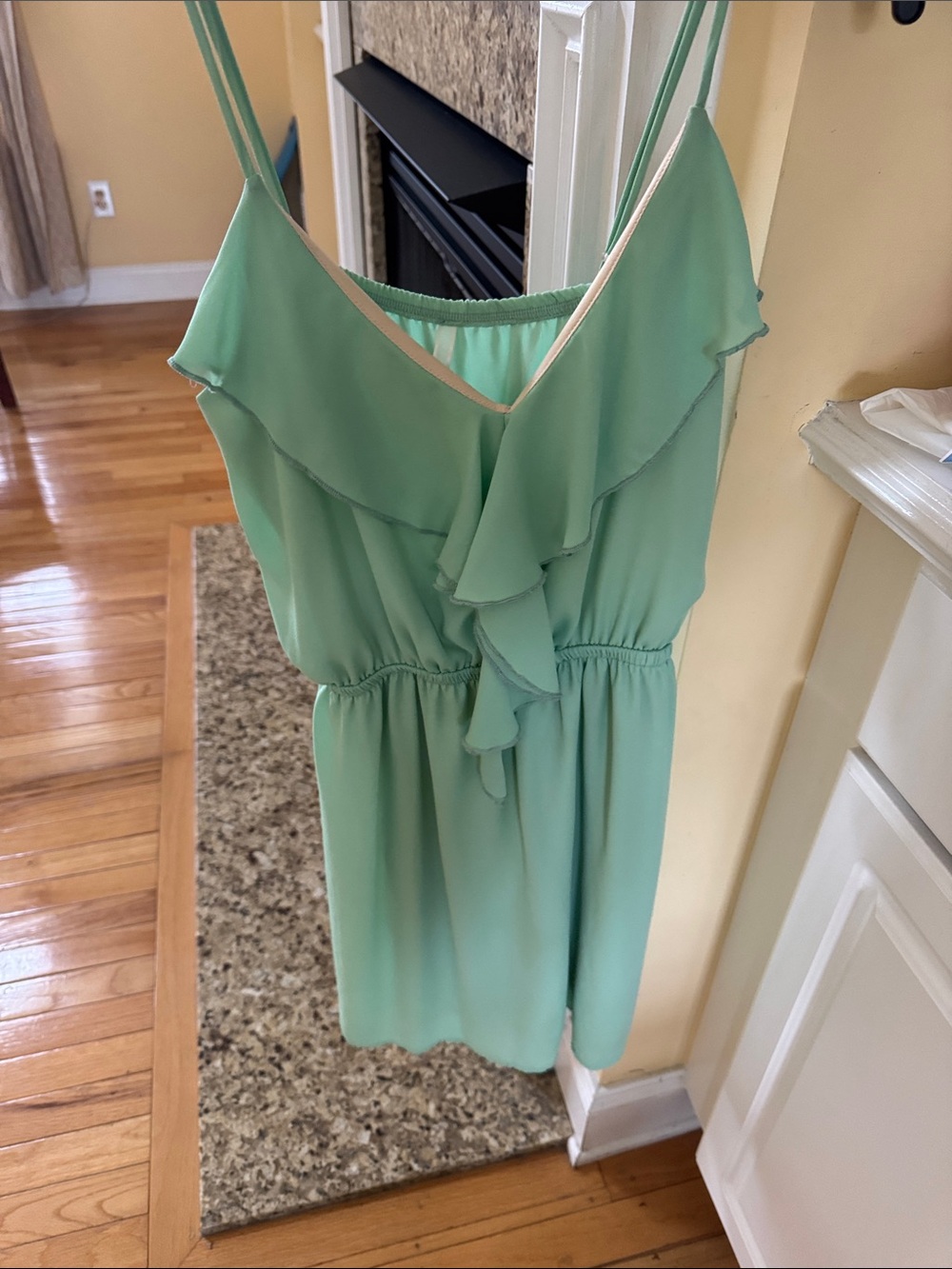 Light Mint Ruffle Spaghetti Strap Dress Size Small